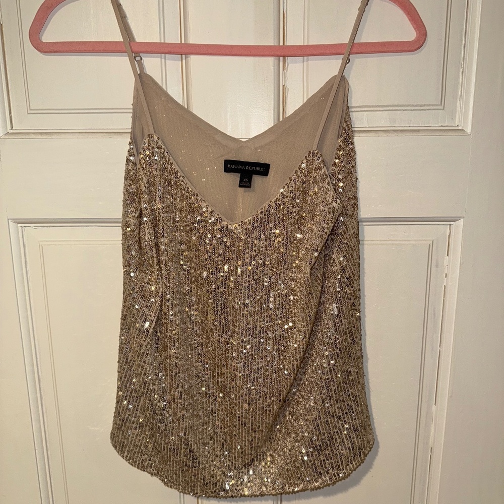 Banana Republic Gold Sequin Cami Tank Top • Size XS